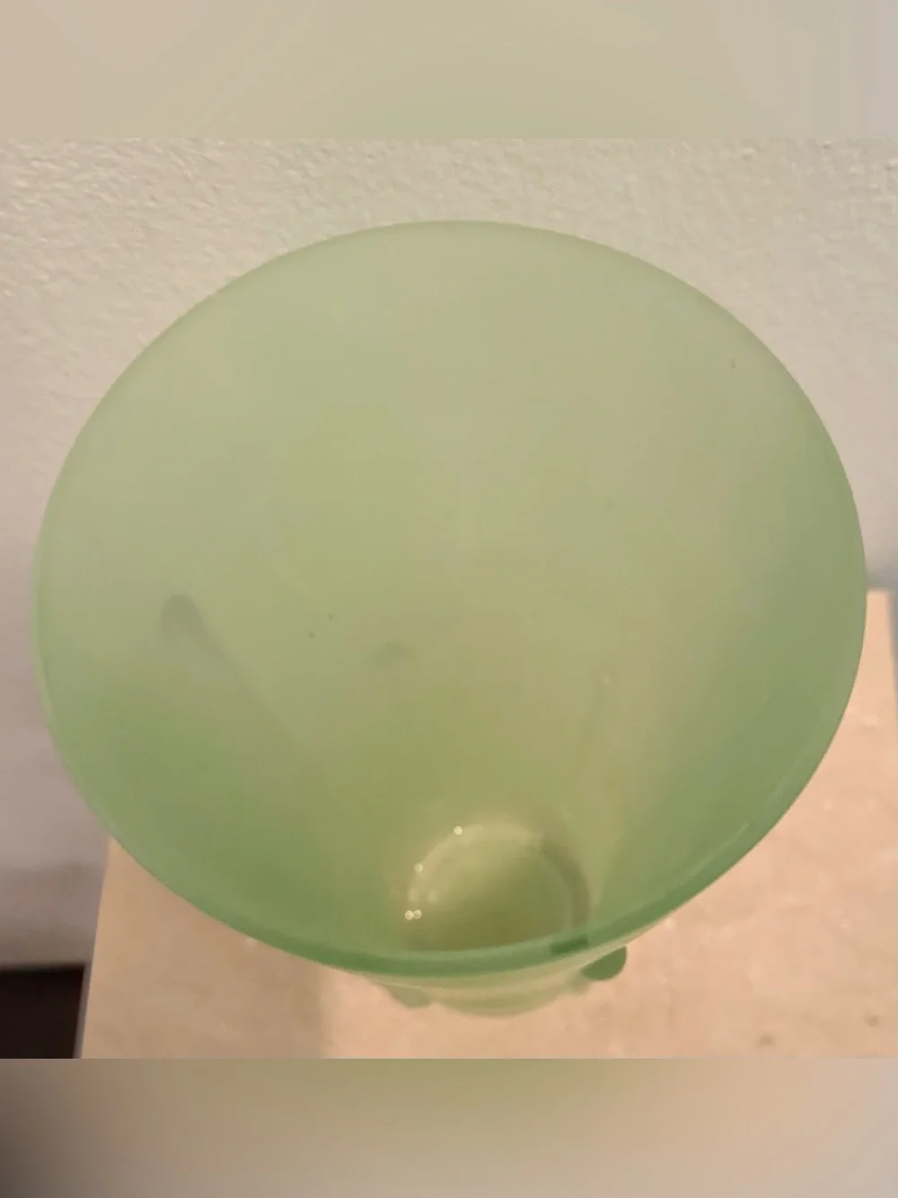 Lime green 10”H vase.